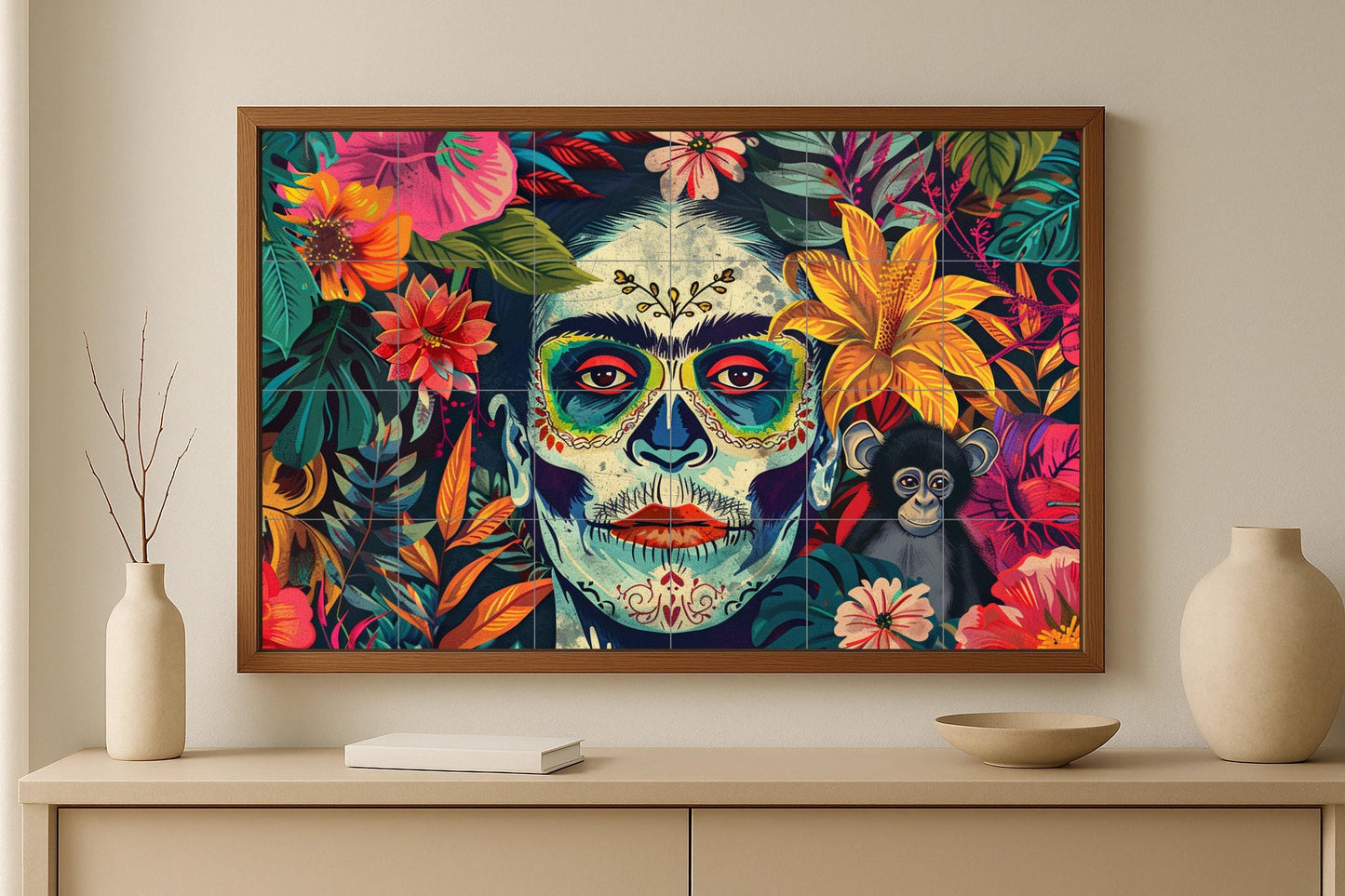 Jungla di Calaveras di Frida Kahlo · Murale Ceramico — Decoro Giardino e Natura