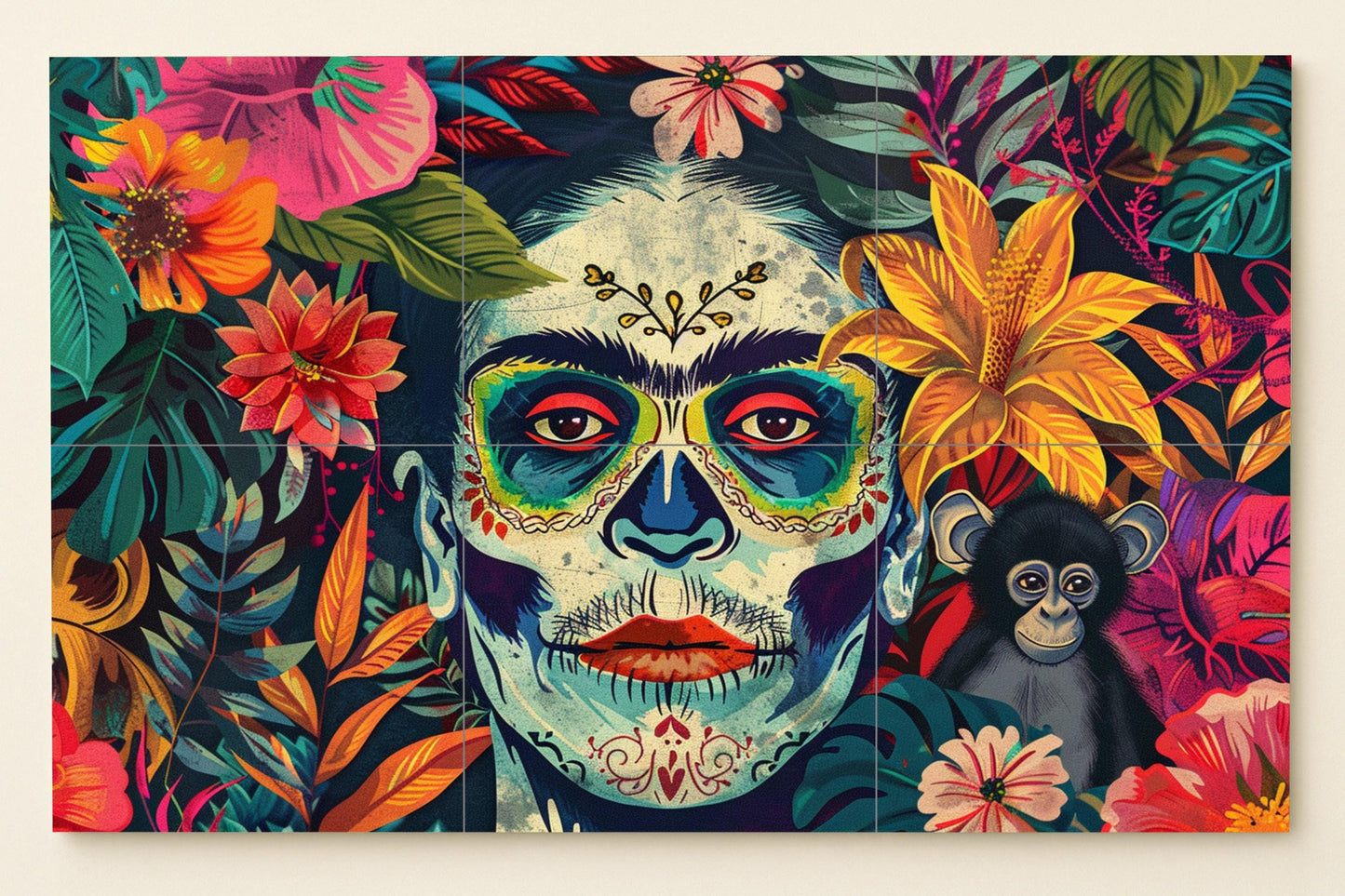 Jungla di Calaveras di Frida Kahlo · Murale Ceramico — Decoro Giardino e Natura