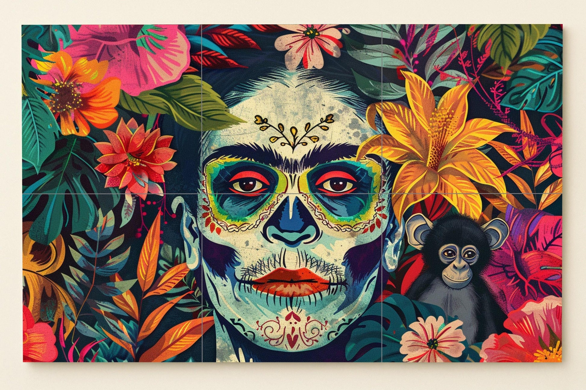 Jungla di Calaveras di Frida Kahlo · Murale Ceramico — Decoro Giardino e Natura