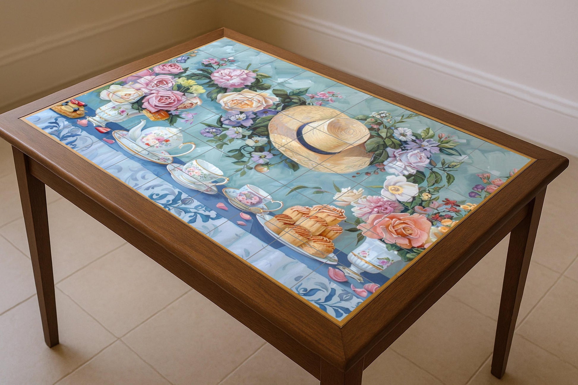 Vintage inglés de la hora del té — Murale in Piastrelle di Ceramica · Paesaggio Botanico