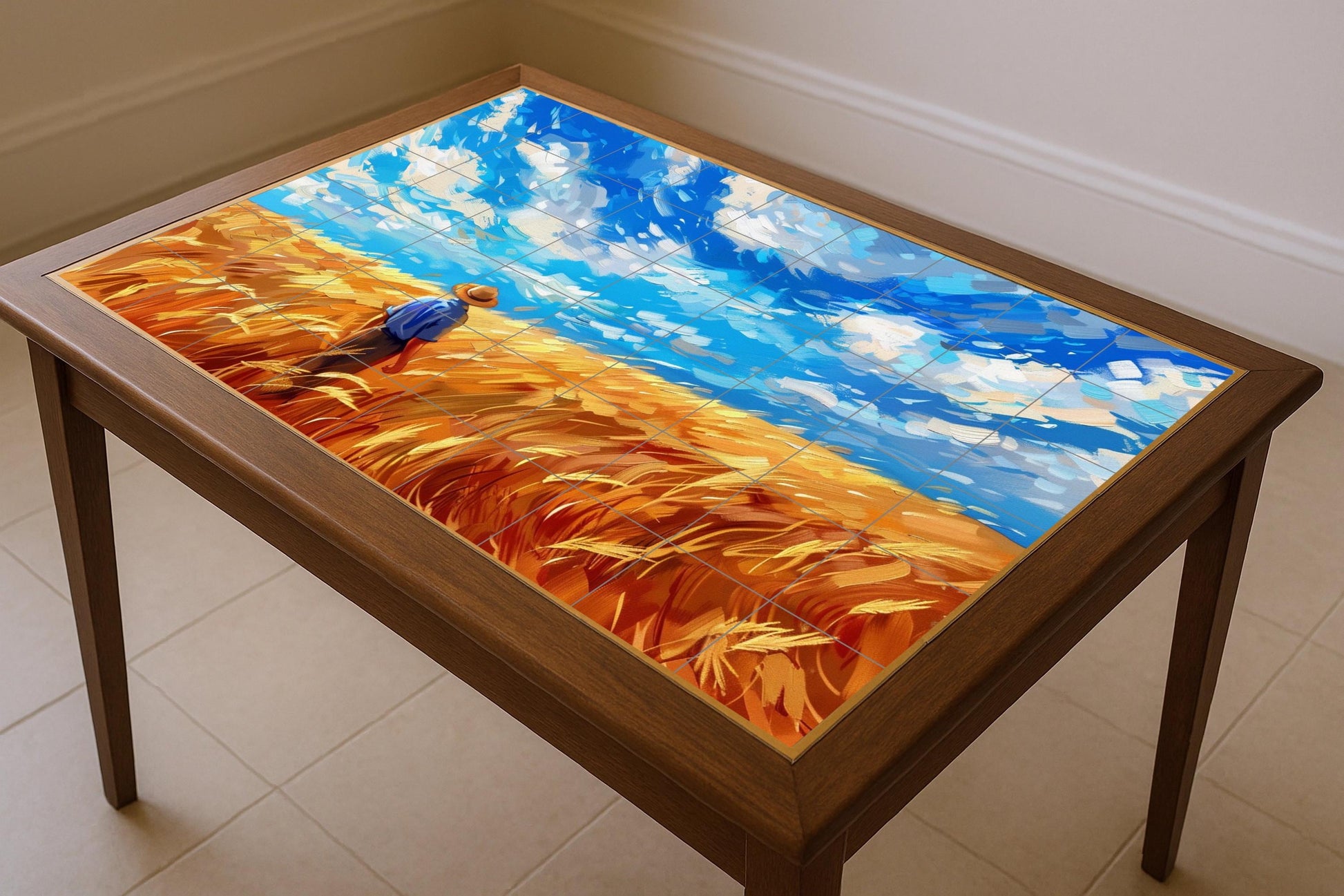 Campagne de Blé Style Van Gogh · Fresque Céramique — Chef-d'œuvre des Beaux-Arts