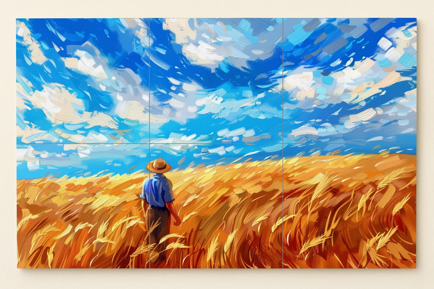 Campagne de Blé Style Van Gogh · Fresque Céramique — Chef-d'œuvre des Beaux-Arts