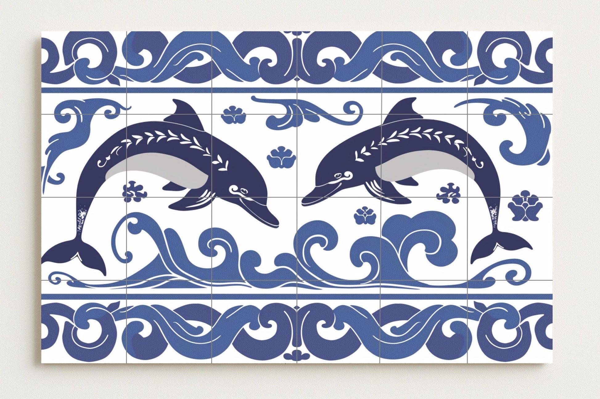 With delfines of Cnosos · Ceramic Wall Mural — Mythology Wall Art