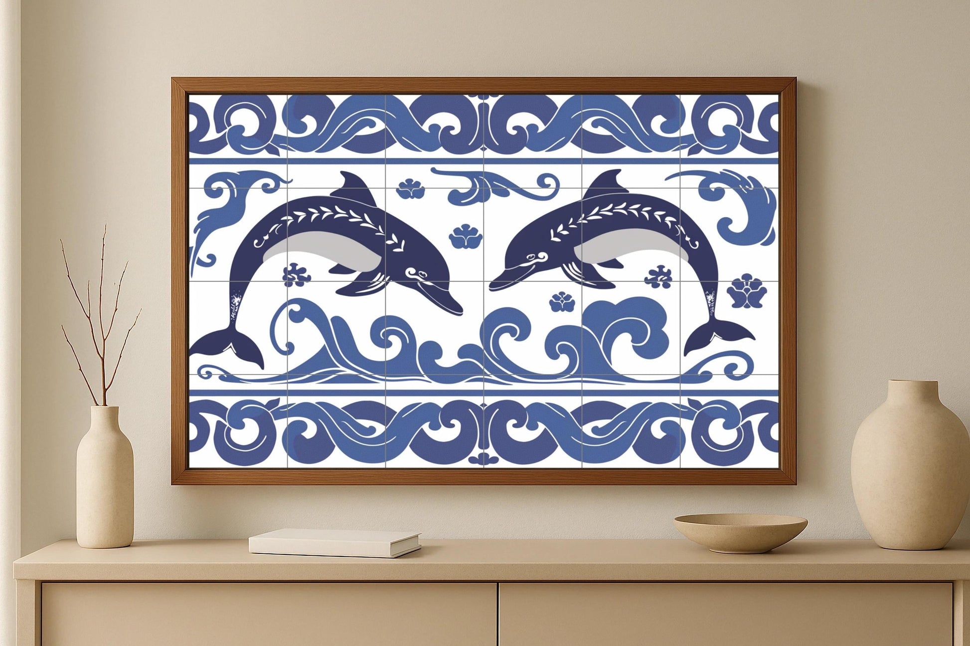 With delfines of Cnosos · Ceramic Wall Mural — Mythology Wall Art