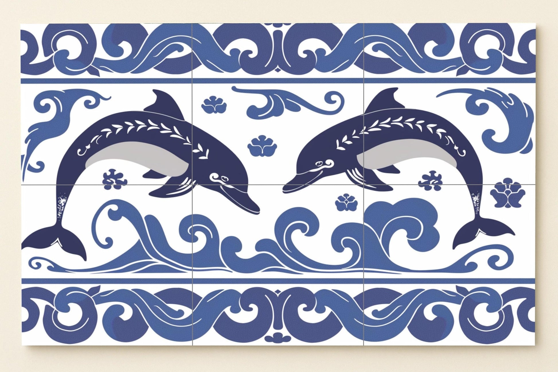 With delfines of Cnosos · Ceramic Wall Mural — Mythology Wall Art