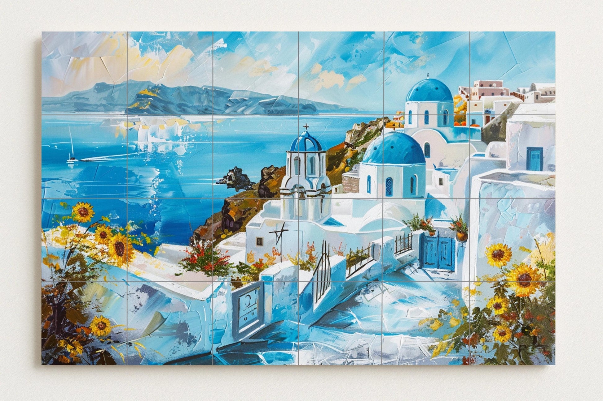 Mural de cerámica de Santorini