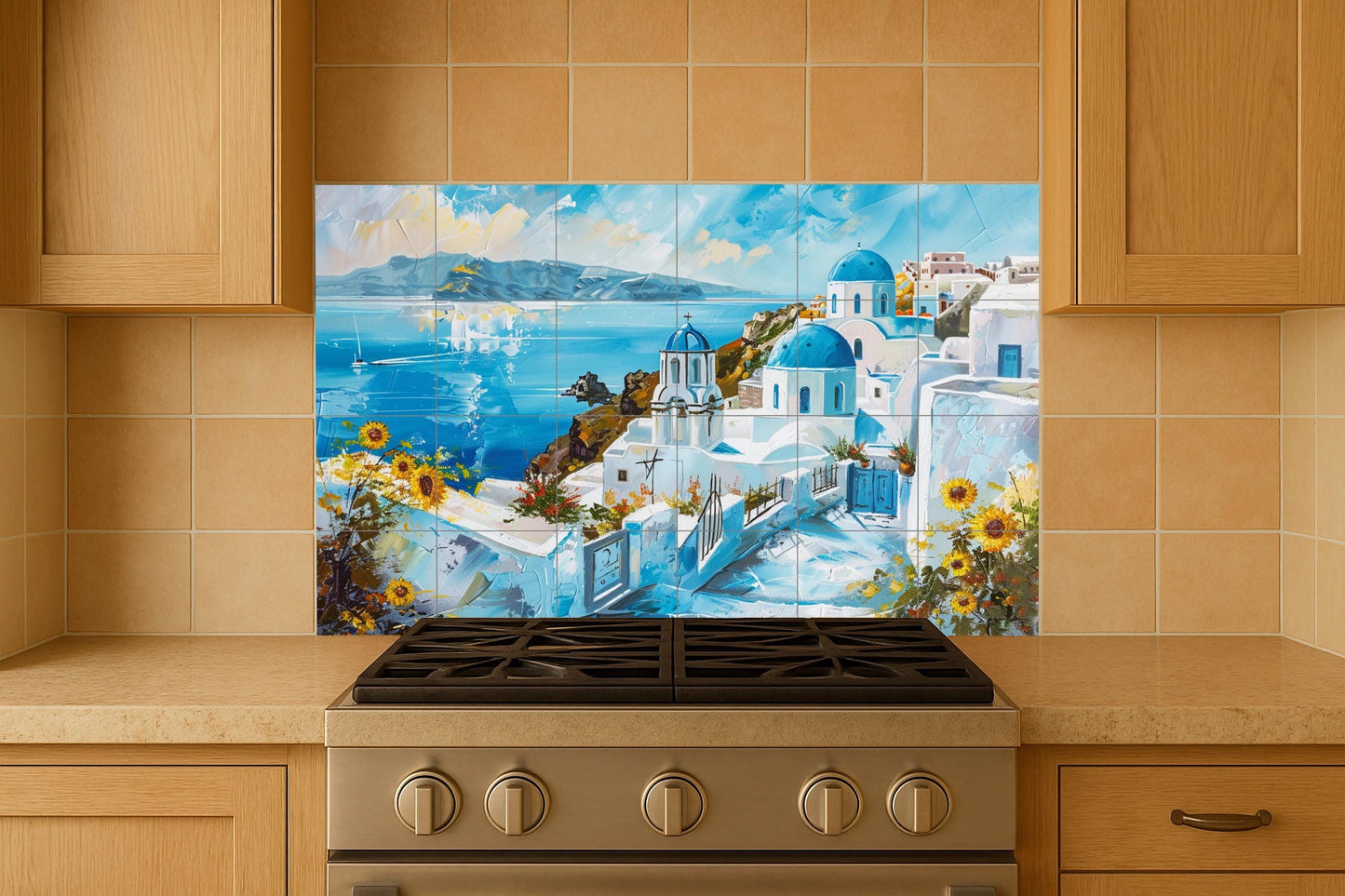 Mural de cerámica de Santorini