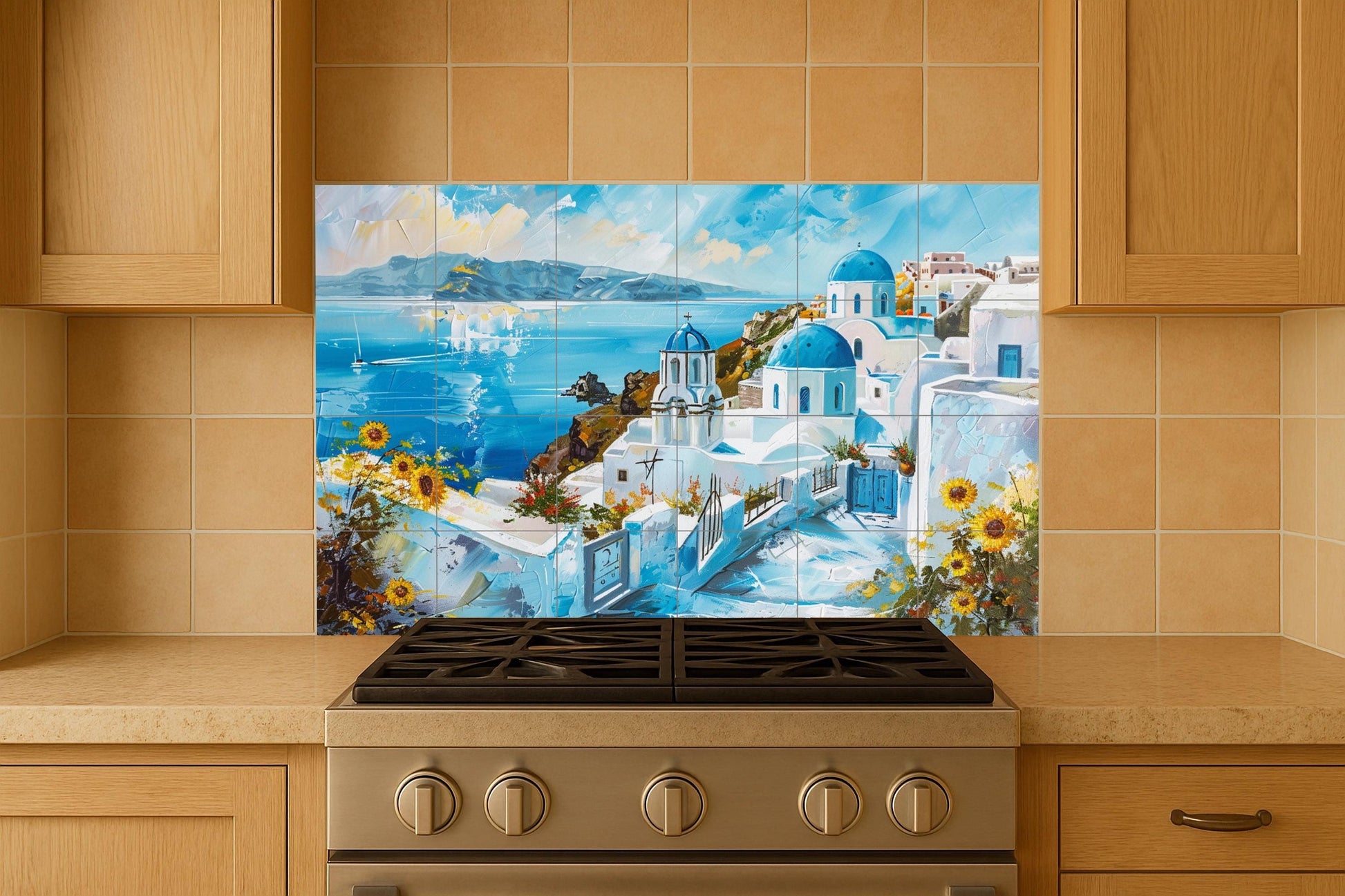 Mural de cerámica de Santorini