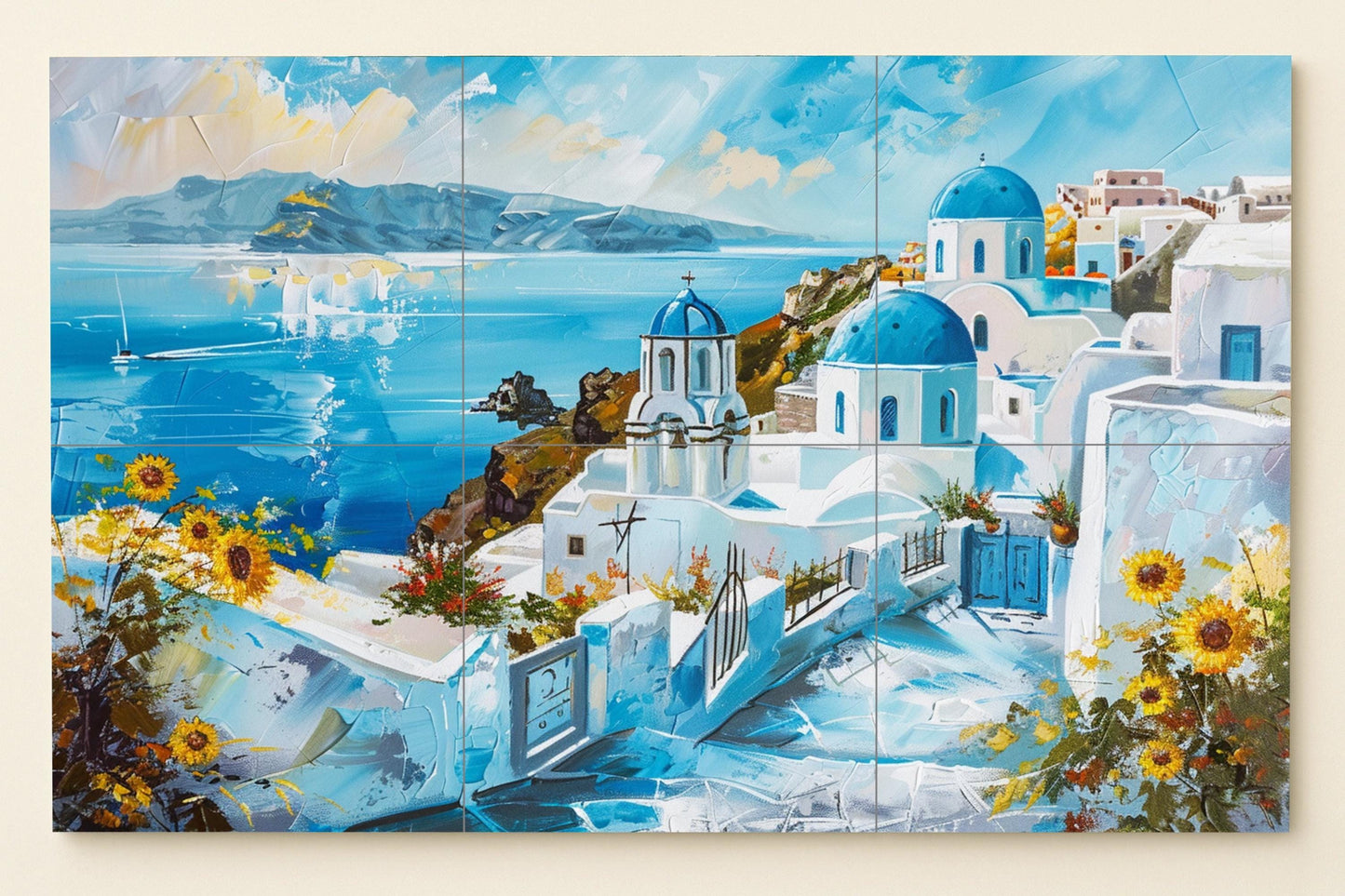 Mural de cerámica de Santorini