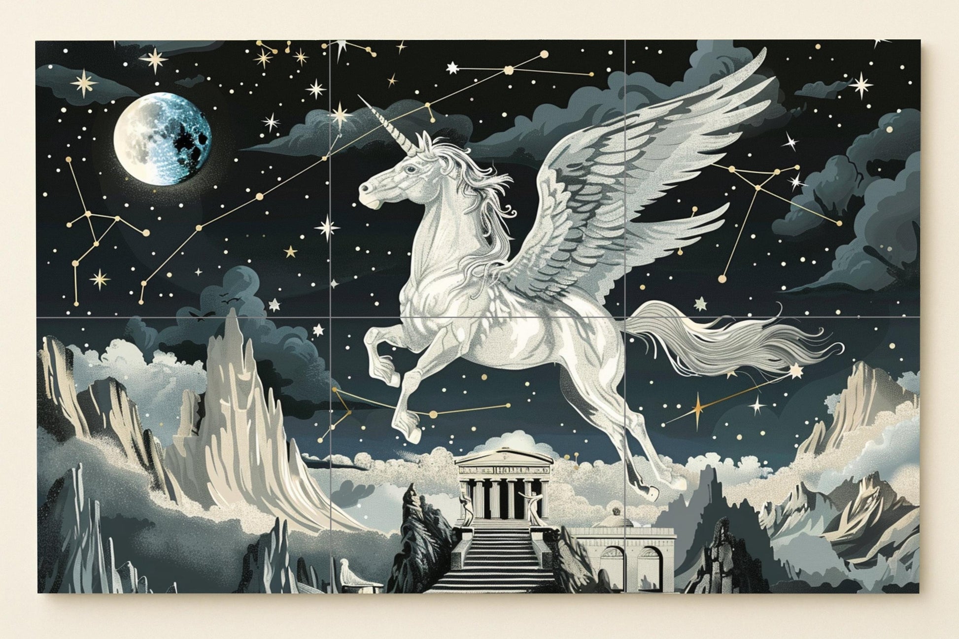Pegaso mítico · Keramik-Wandbild — Mythologische Wandkunst