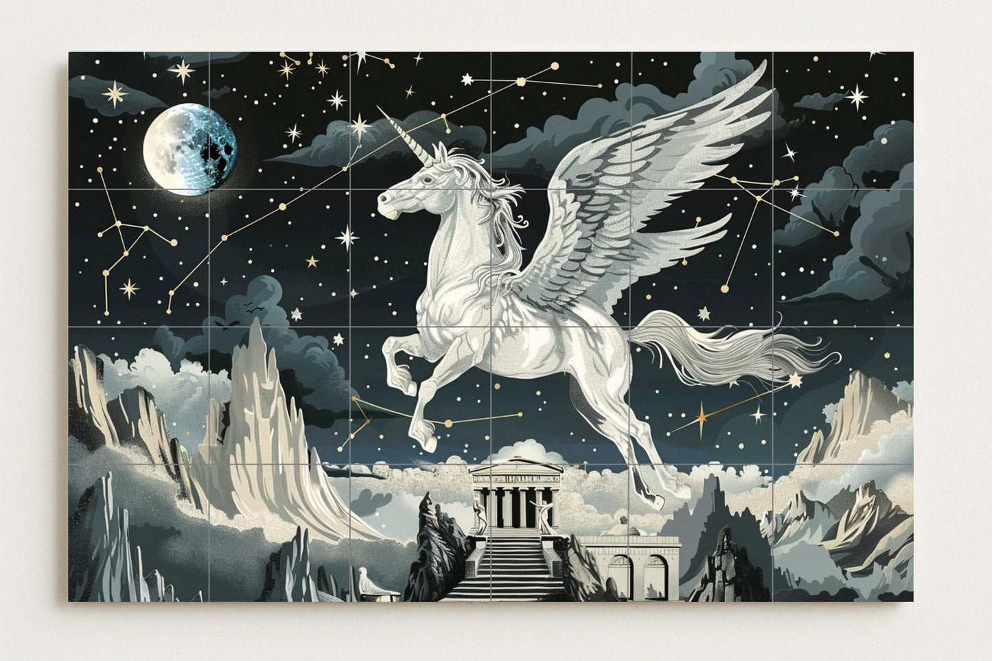 Pegaso mítico · Keramik-Wandbild — Mythologische Wandkunst