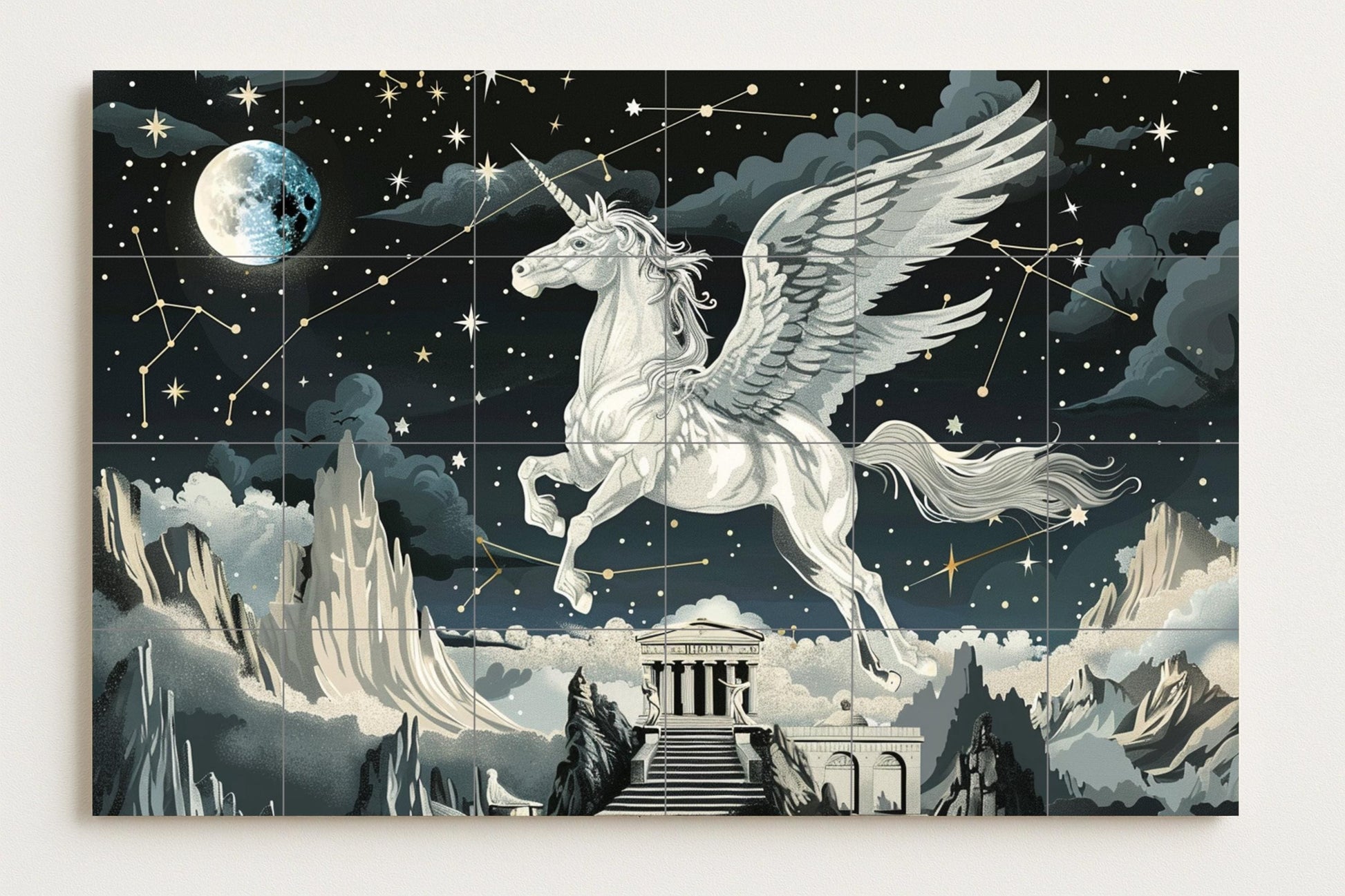 Pegaso mítico · Keramik-Wandbild — Mythologische Wandkunst
