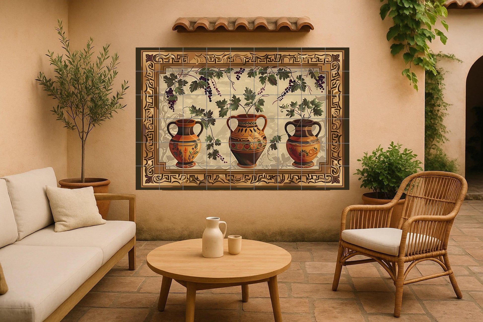 Ánfora mediterránea · Fresque Céramique — Décor Mural Culinaire