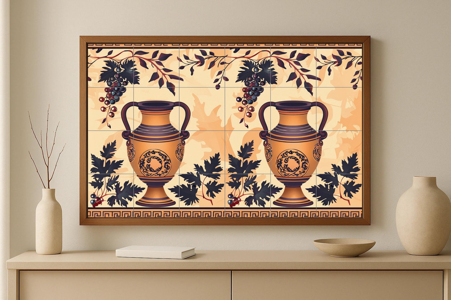 Mural de azulejos de ánfora griega