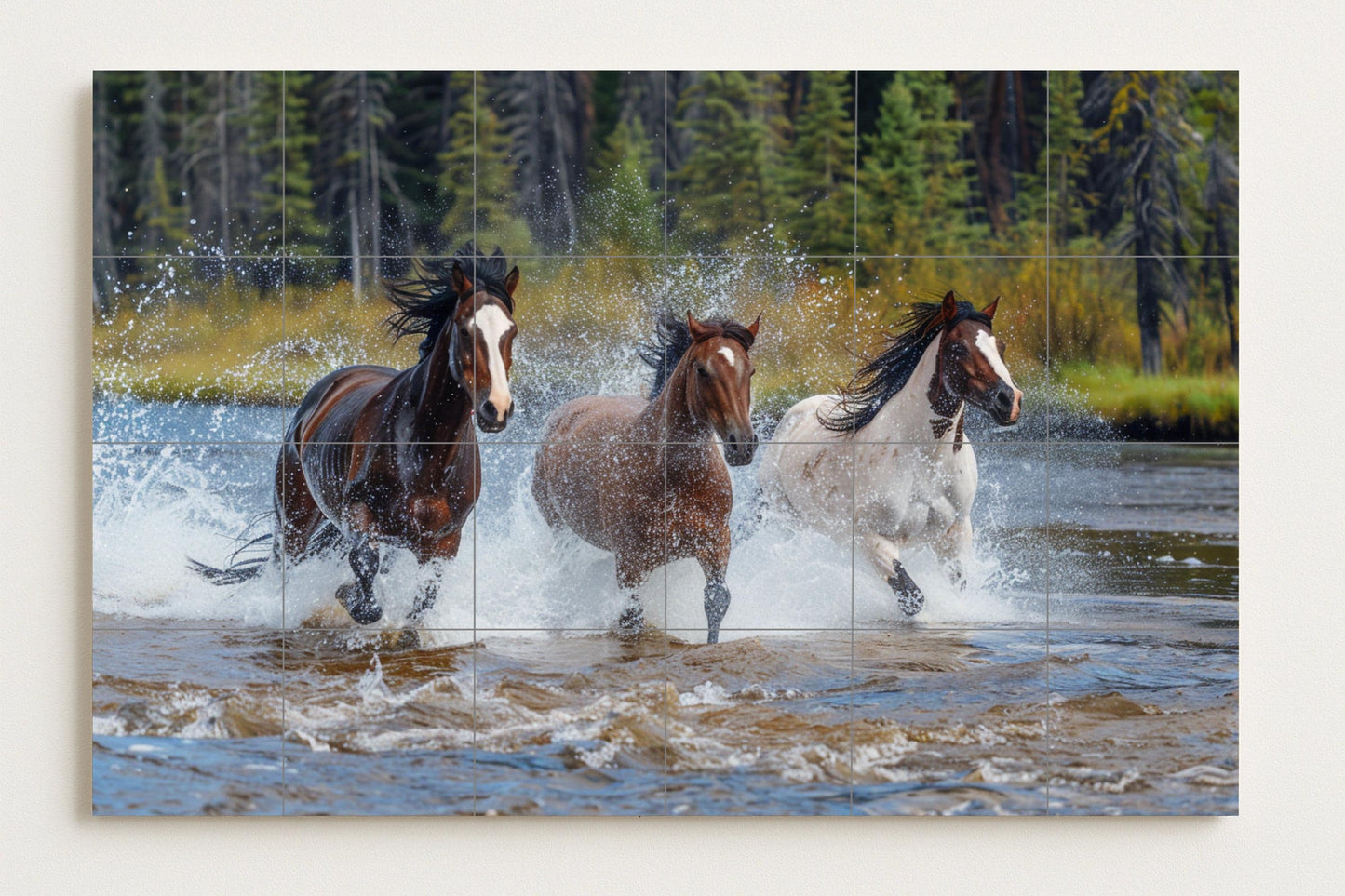 Ceramic Tile Mural: Horses salvajes — Flowers & Landscape Art