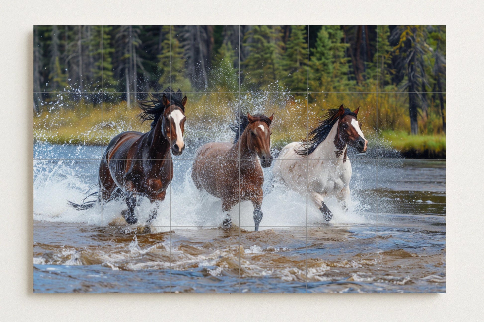 Ceramic Tile Mural: Horses salvajes — Flowers & Landscape Art