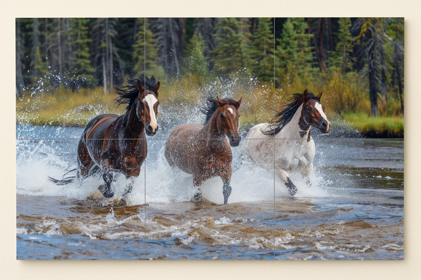 Ceramic Tile Mural: Horses salvajes — Flowers & Landscape Art