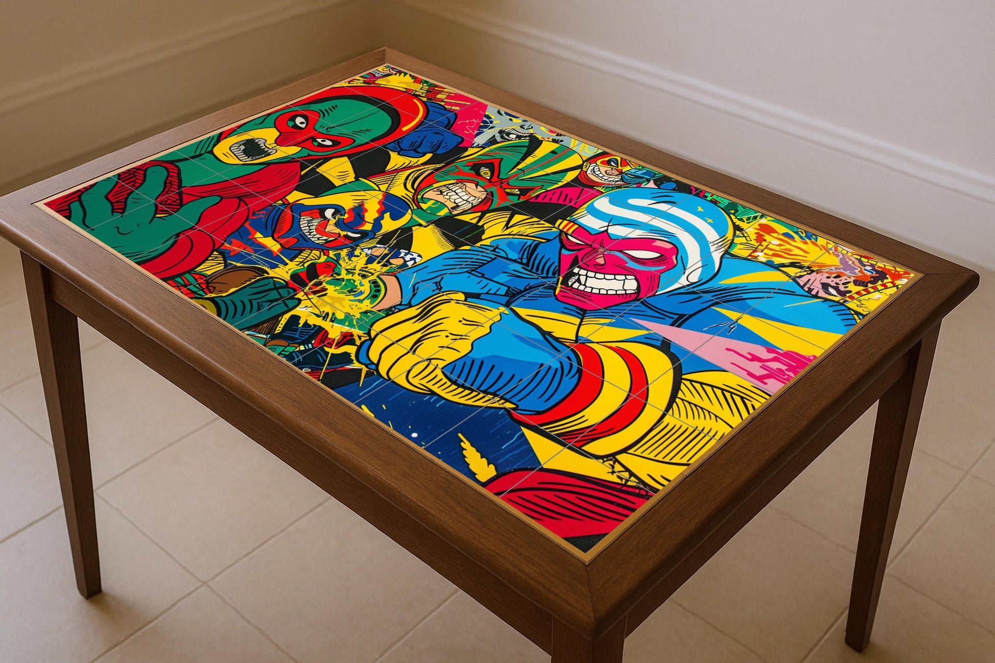Lucha libre — Fresque Murale en Carreaux de Céramique · Décor d'Art Populaire
