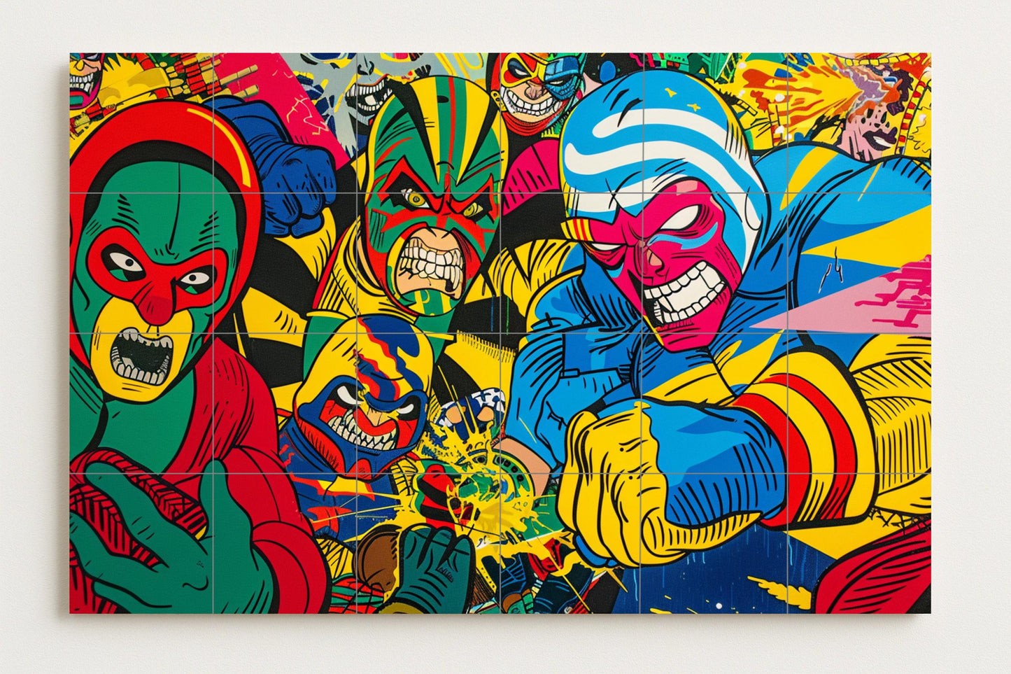 Lucha libre — Fresque Murale en Carreaux de Céramique · Décor d'Art Populaire