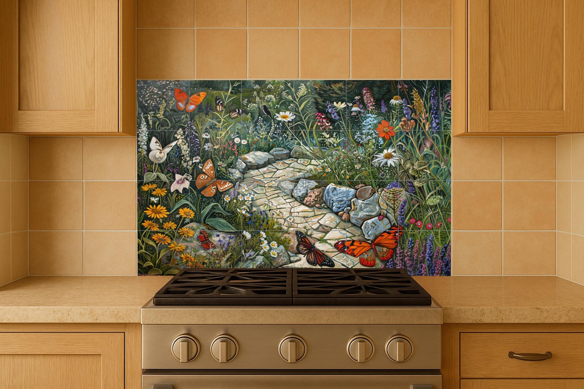 Garden of mariposas — Botanical Landscape · Ceramic Tile Mural