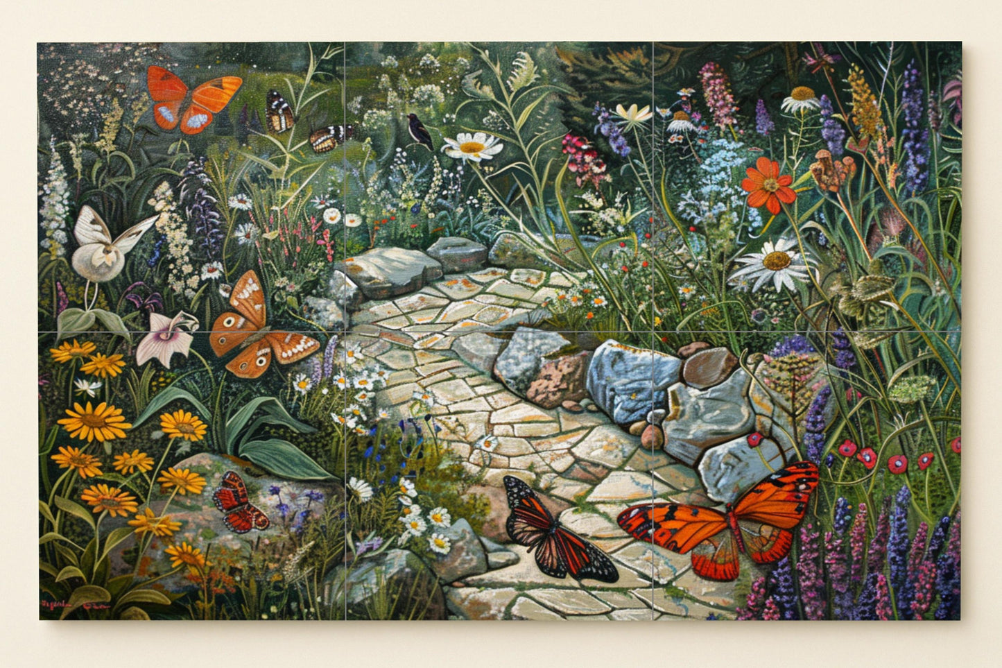Garden of mariposas — Botanical Landscape · Ceramic Tile Mural