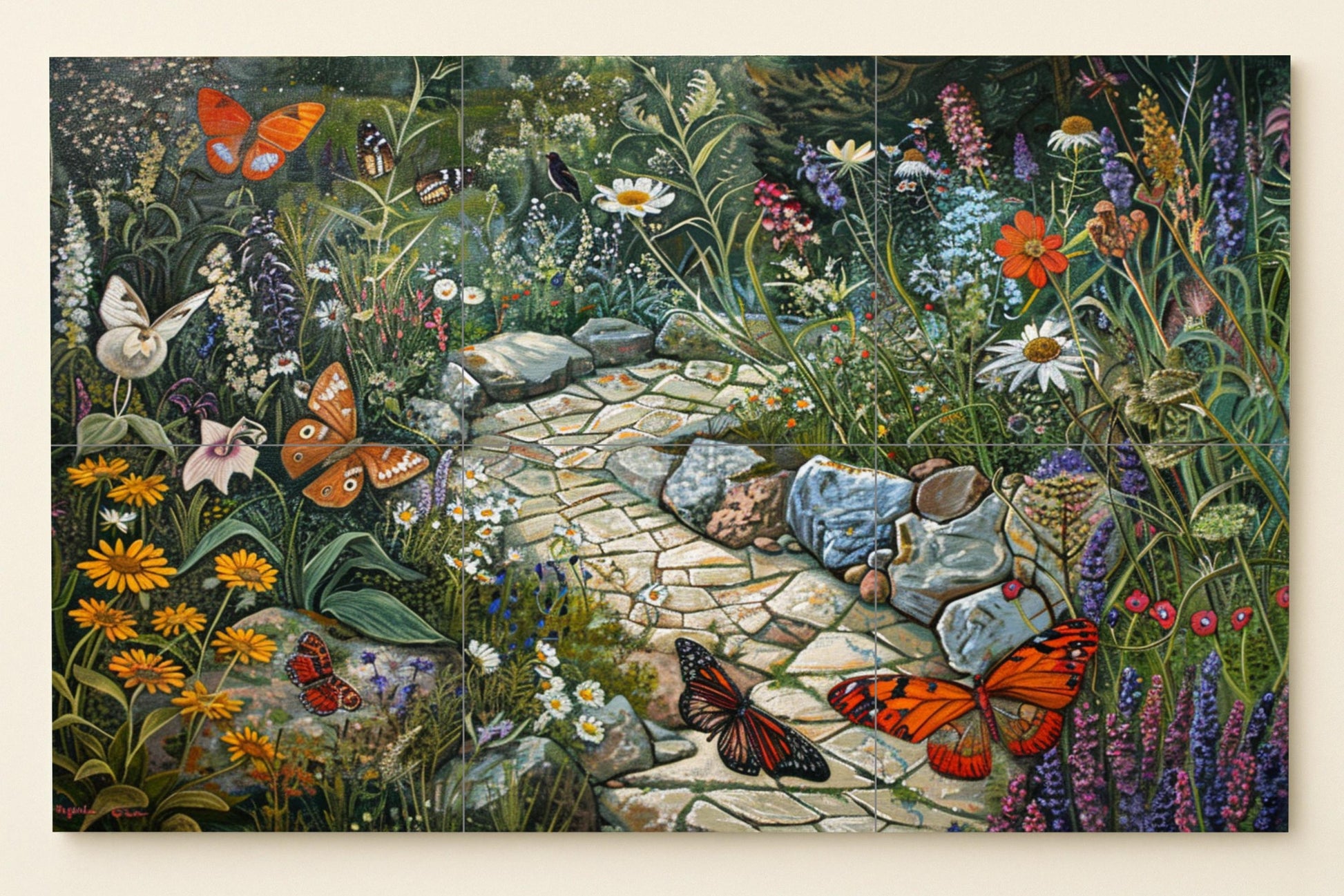 Garden of mariposas — Botanical Landscape · Ceramic Tile Mural