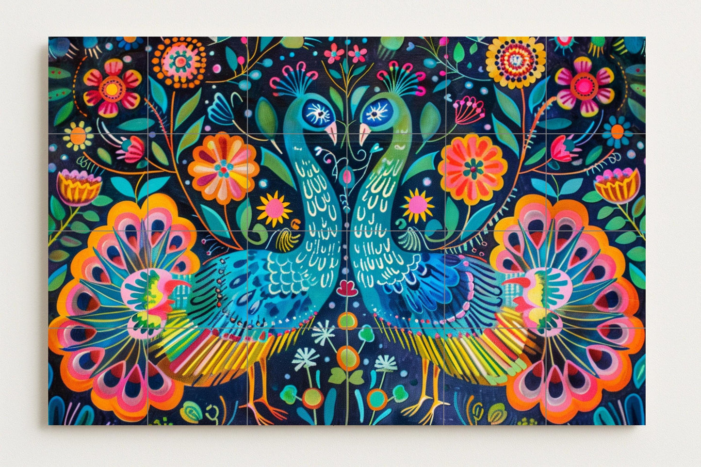 Murale in Piastrelle Pavone otomí — Decoro Giardino e Natura