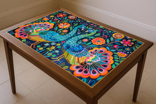 Ceramic Tile Mural: Peacock otomí — Botanical Landscape