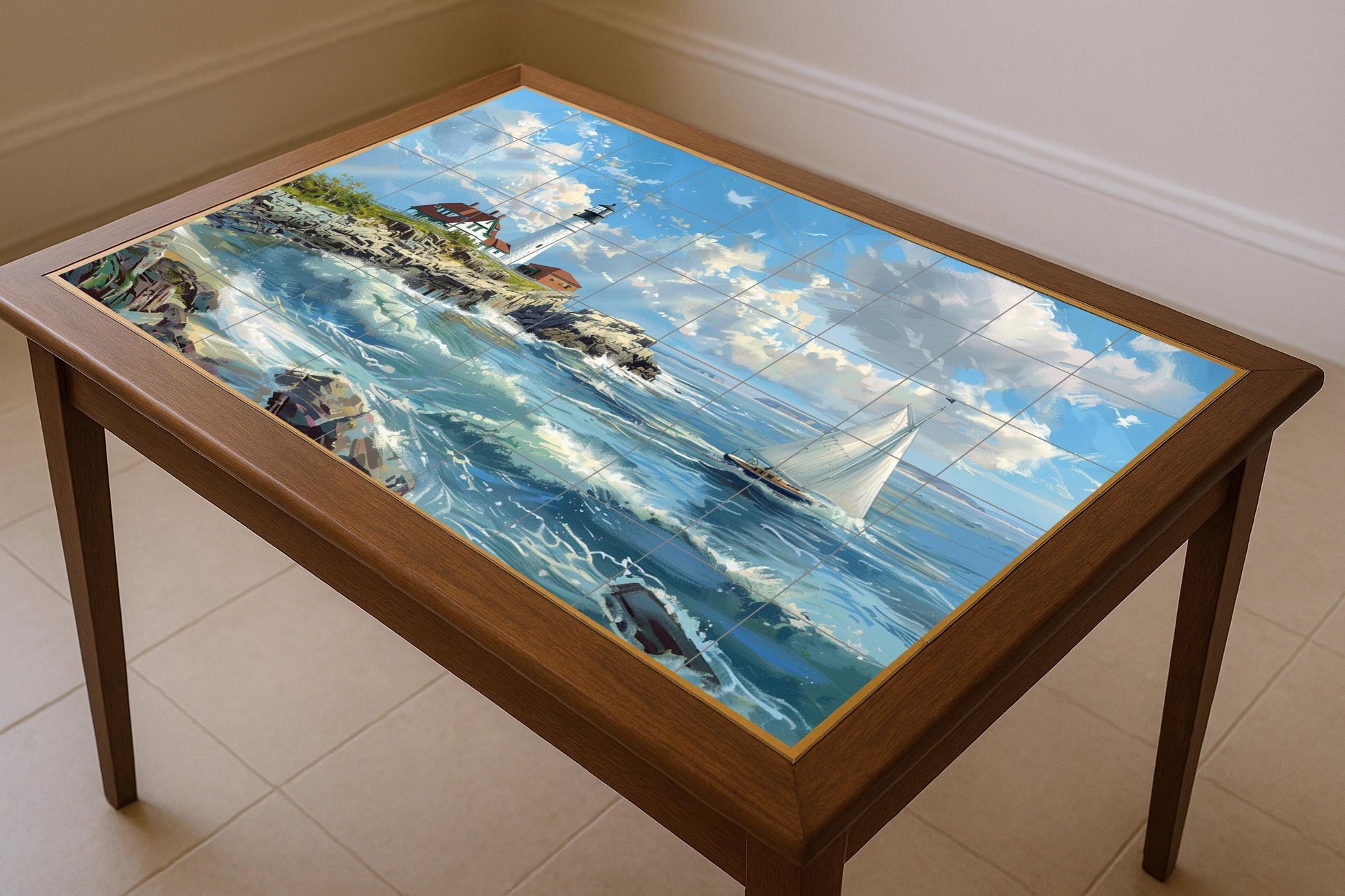 Con Faro Nautico — Arte di Mare e Costa, Arte da Parete in Ceramica
