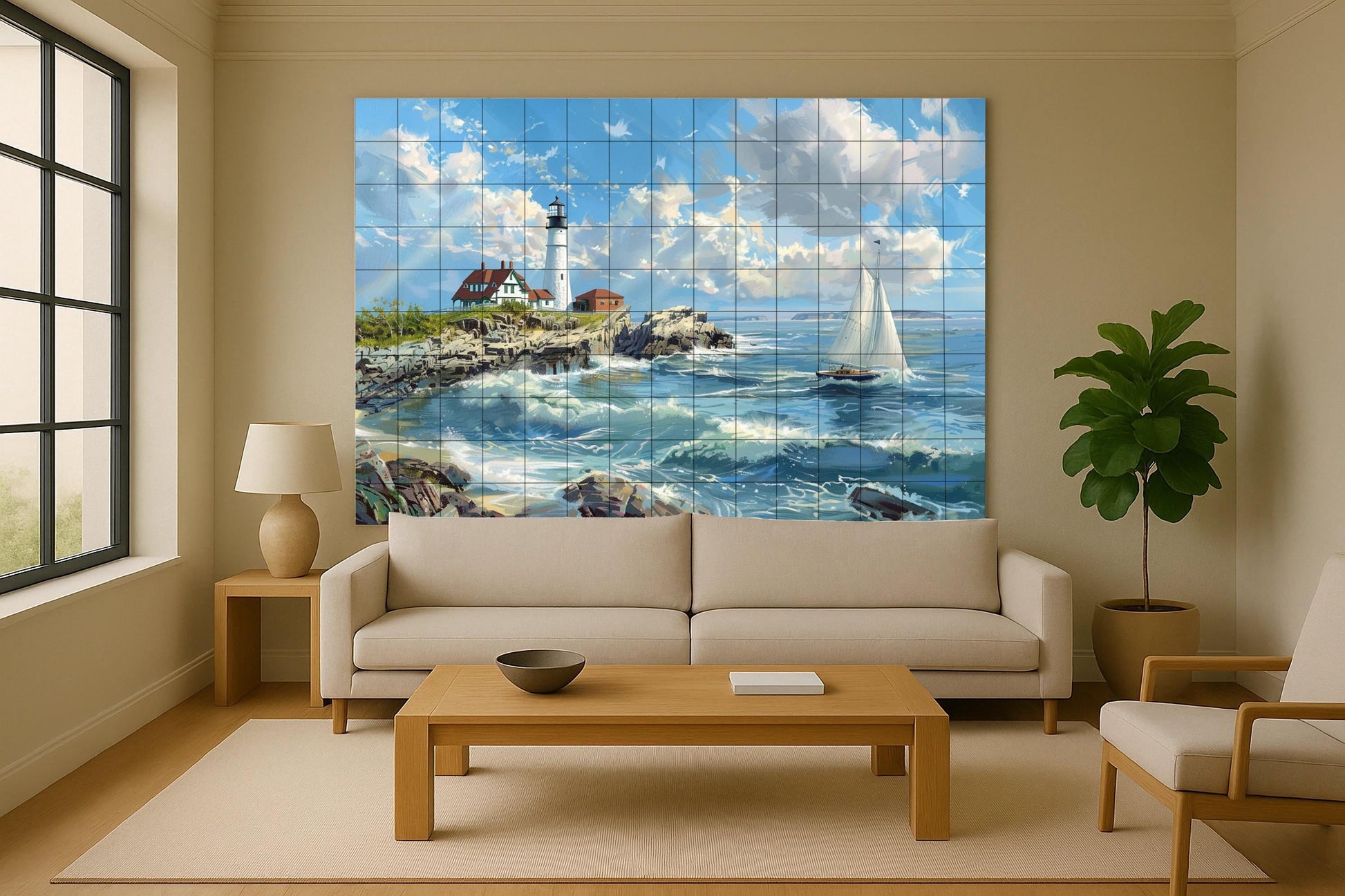Con Faro Nautico — Arte di Mare e Costa, Arte da Parete in Ceramica