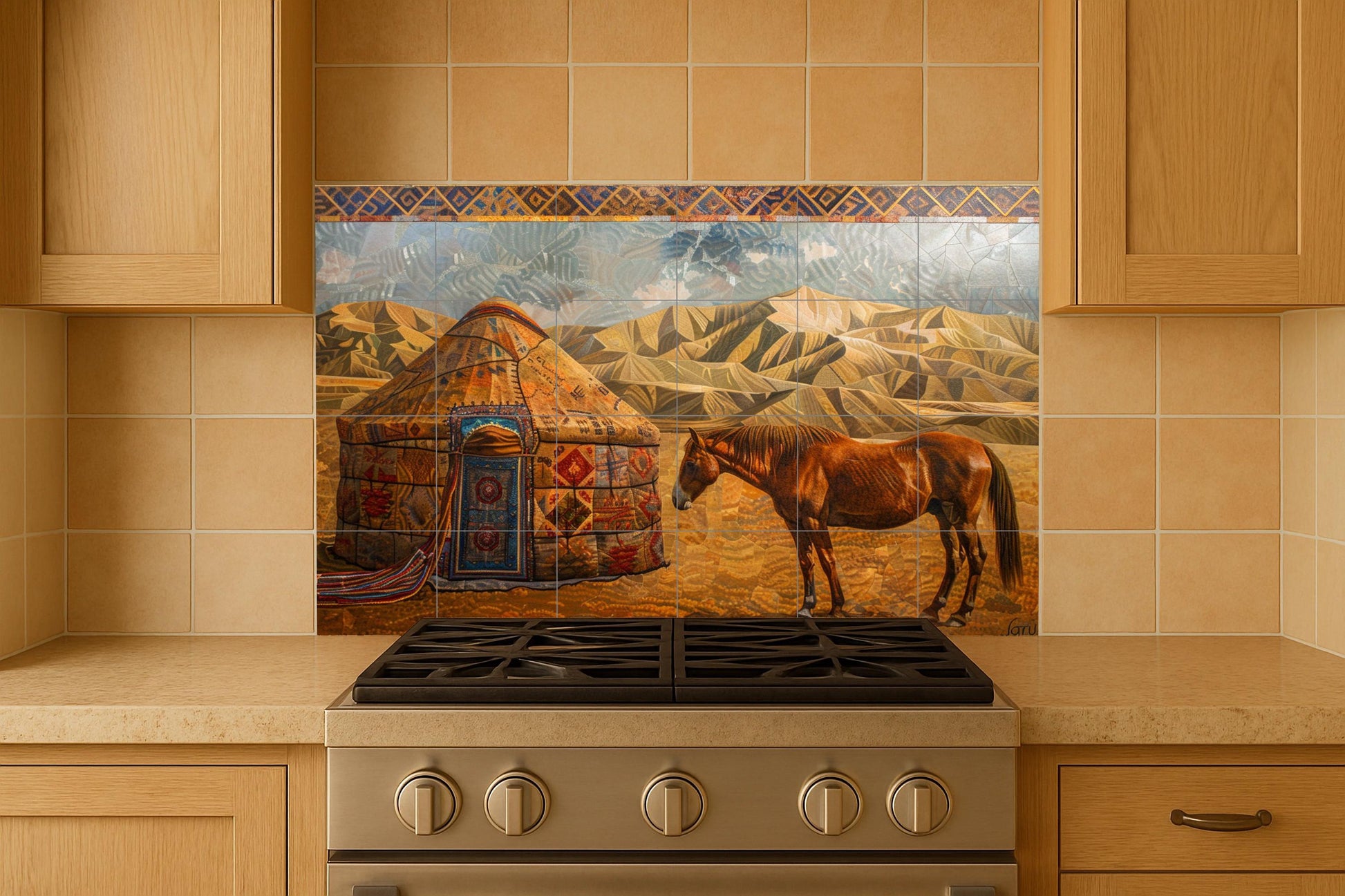 Pared de yurta nómada — Art Animalier en Carreaux, Art Mural en Céramique
