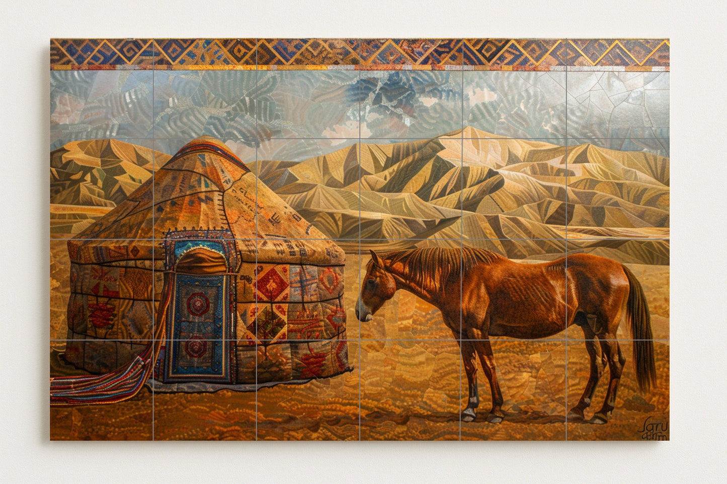 Pared de yurta nómada — Art Animalier en Carreaux, Art Mural en Céramique