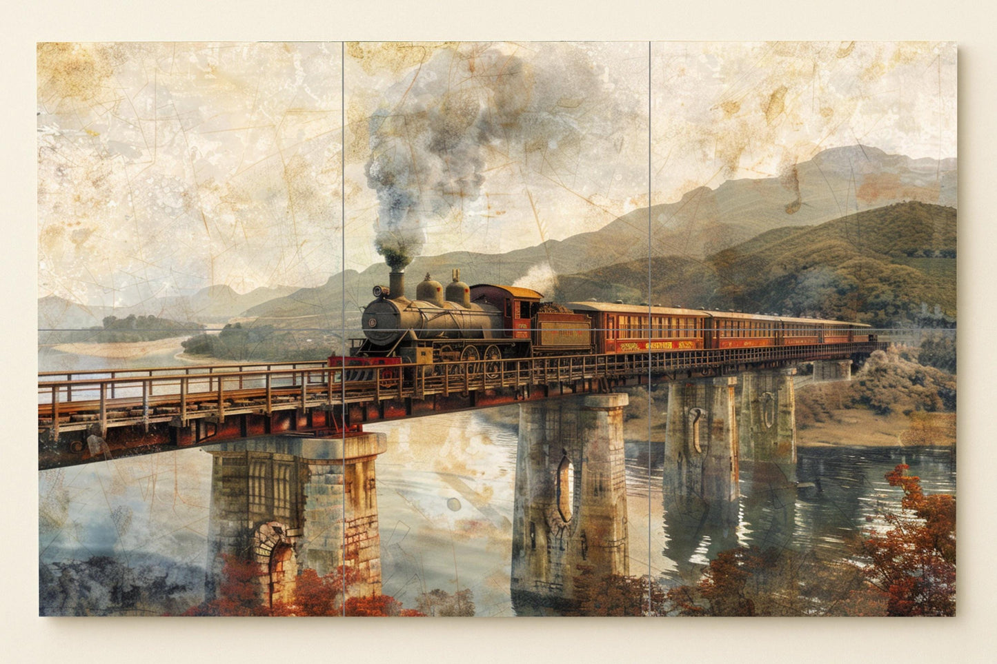 Ceramic Tile Mural: Tren of Steamboat — Garden & Scenery Décor