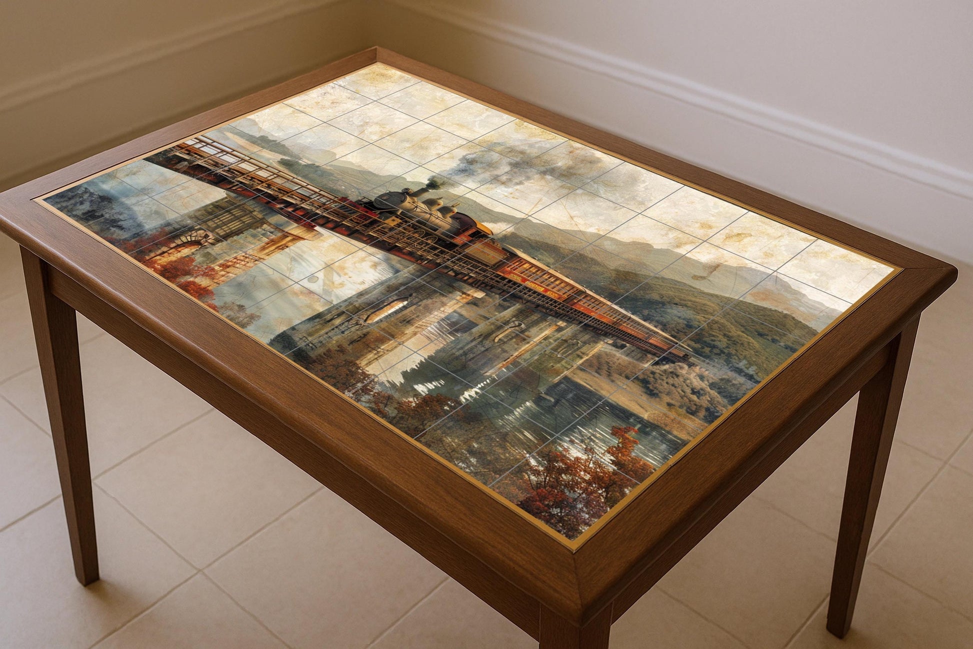Ceramic Tile Mural: Tren of Steamboat — Garden & Scenery Décor