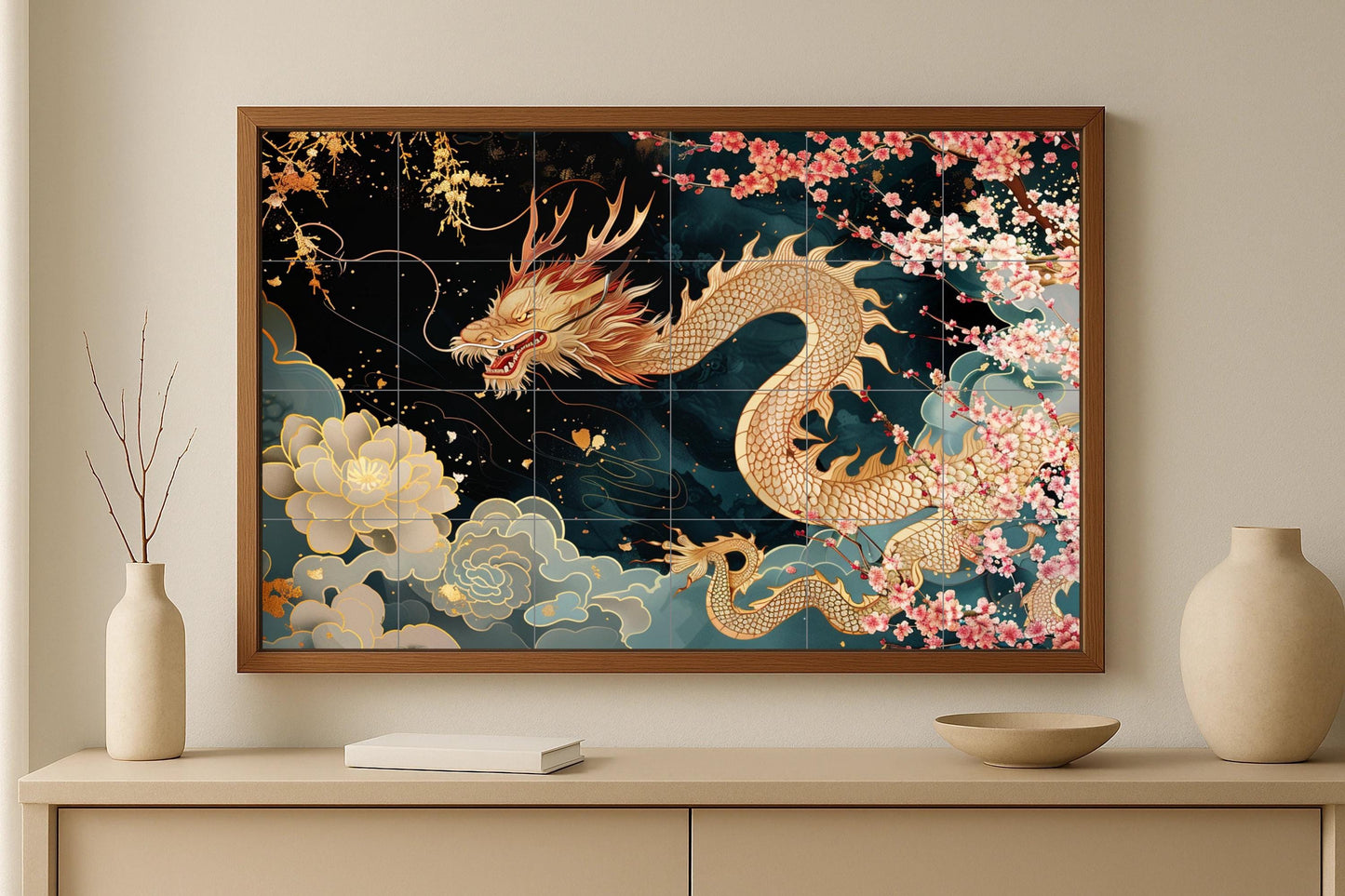 Dragon asiático — Légendes et Épopées, Art Mural en Céramique