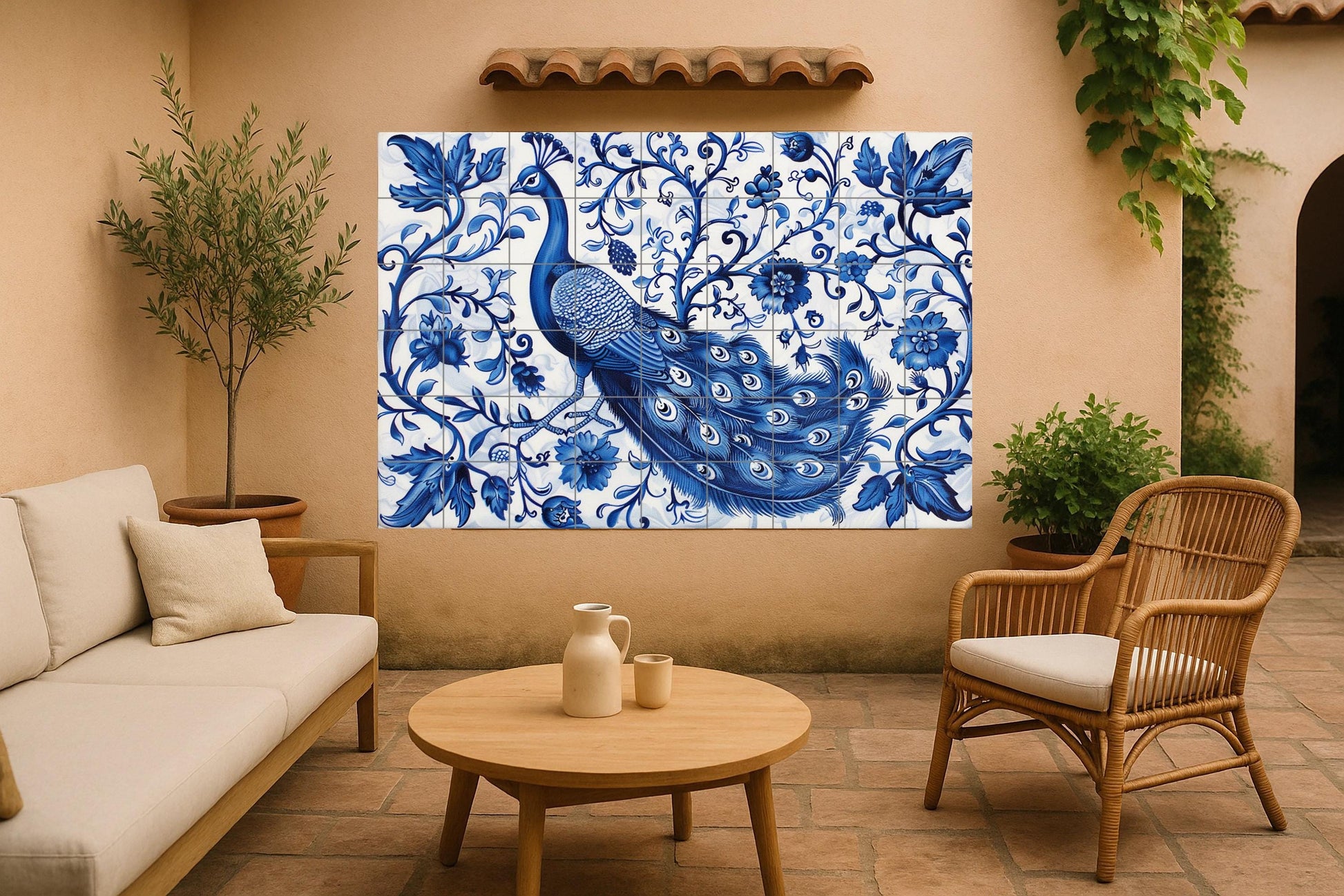 Azulejo mural de pavo real