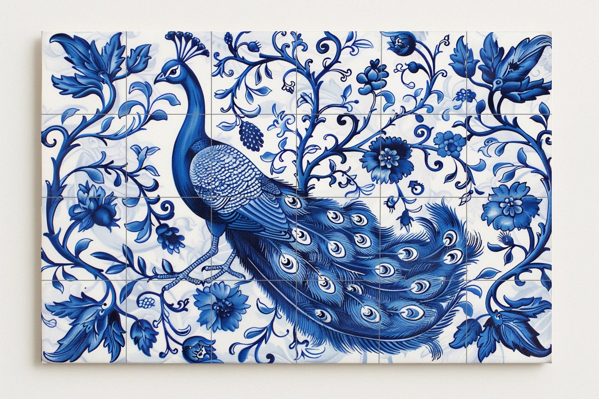 Azulejo mural de pavo real