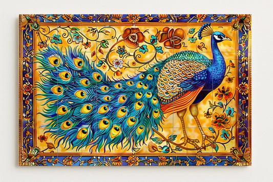 Peacock sevillano — Garden & Scenery Décor · Tile Wall Art