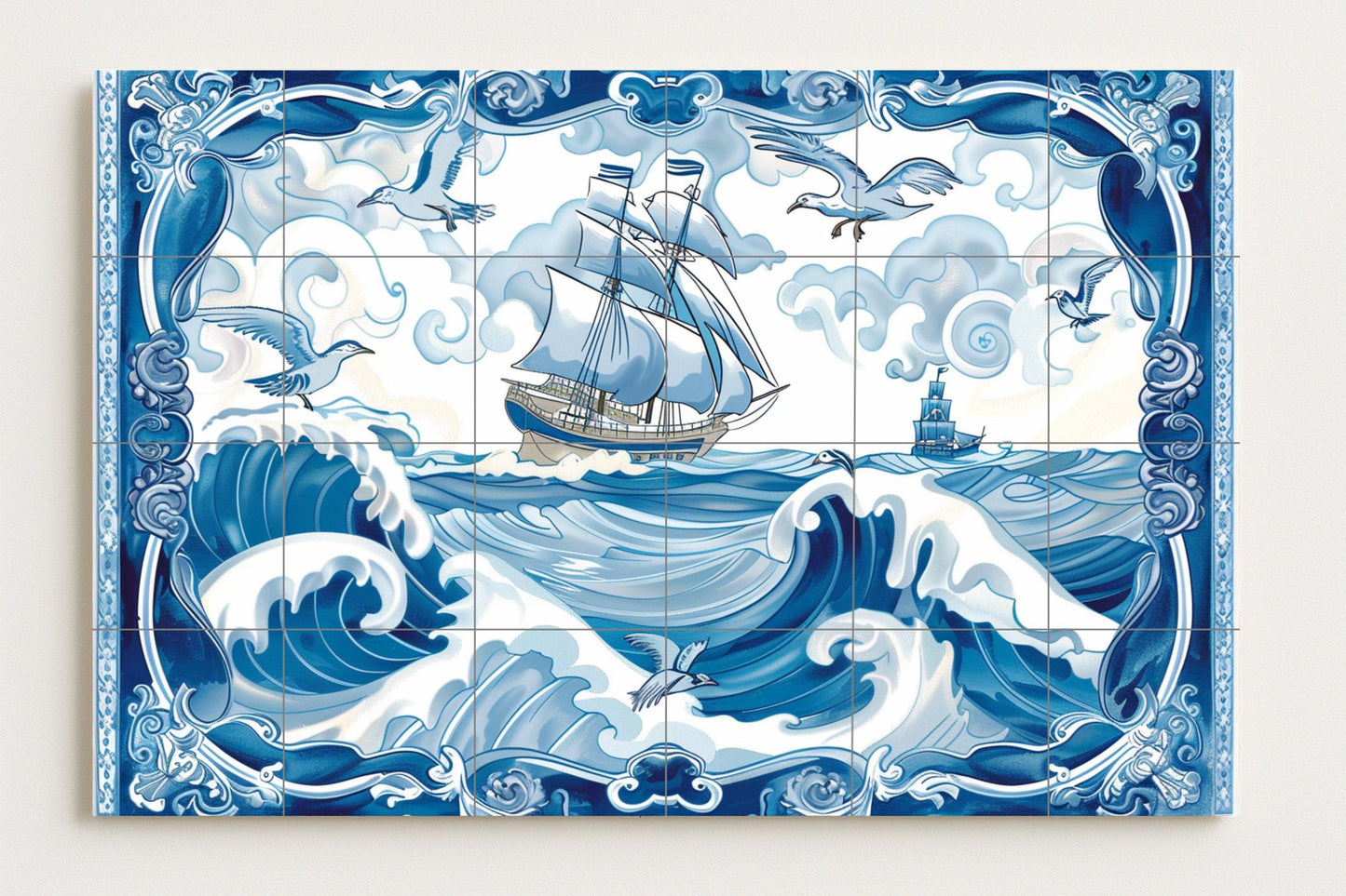 Sea of Delft · Ceramic Wall Mural — Nautical Wall Décor