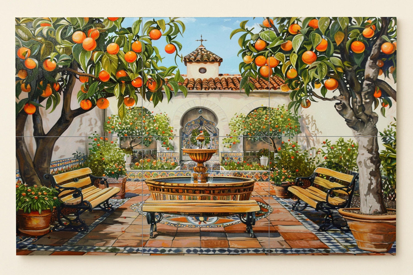 Courtyard Spanish · Ceramic Wall Mural — Culinary Wall Décor