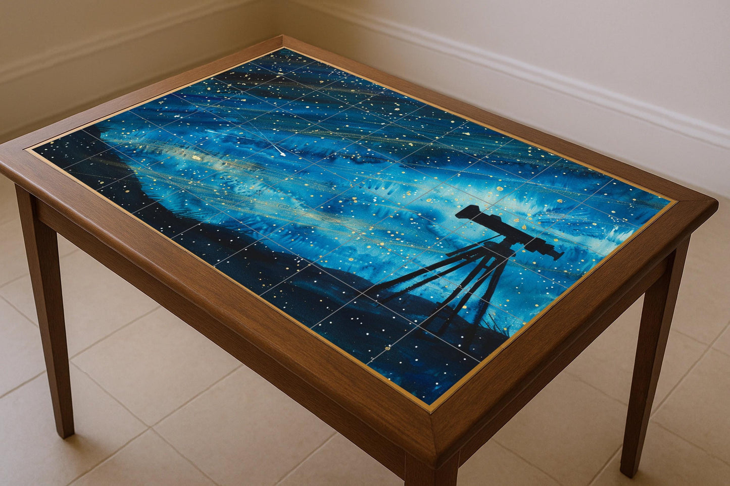 Fresque en Carrelage Nocturno de observación de estrellas — Art Mural Mythologique