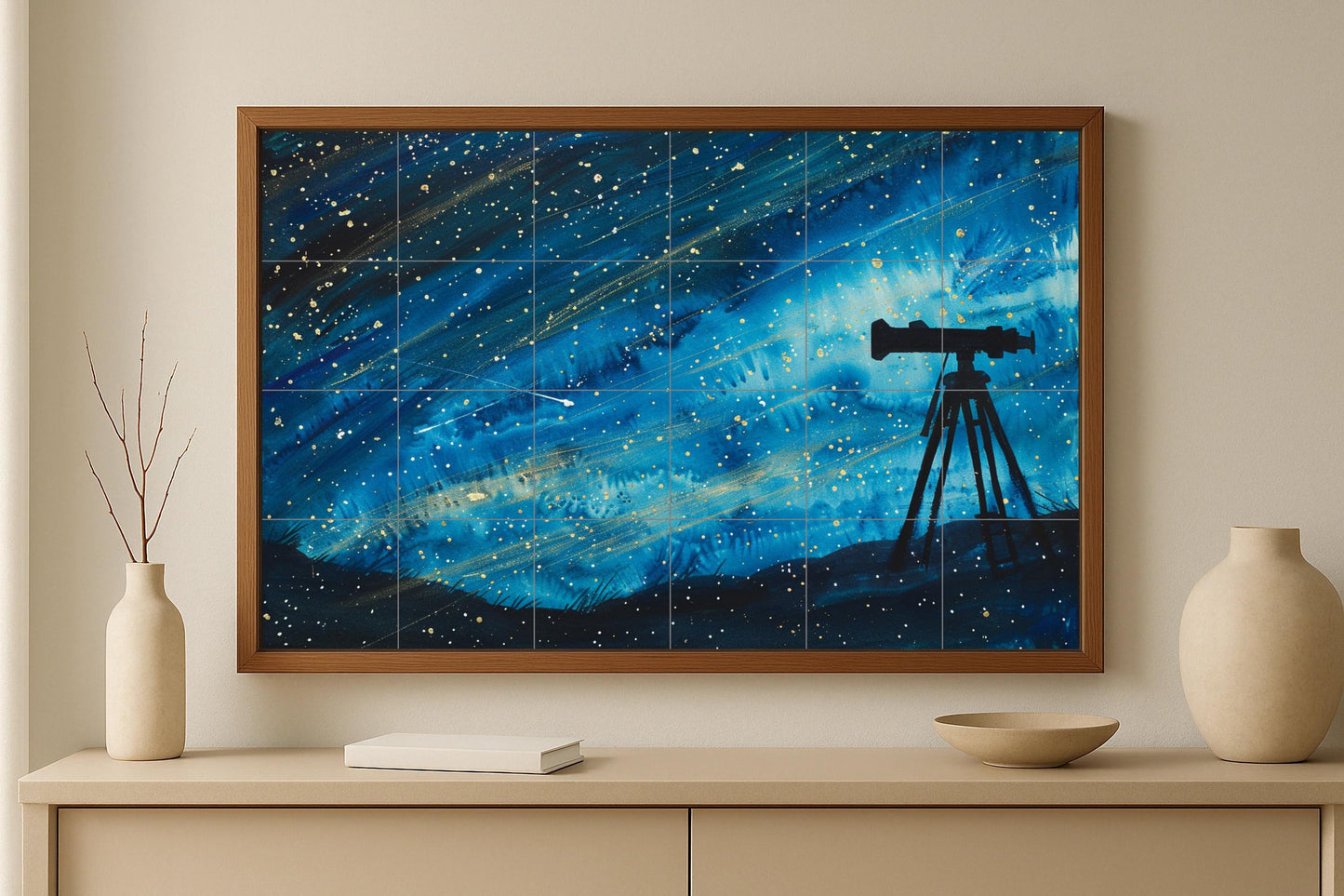 Fresque en Carrelage Nocturno de observación de estrellas — Art Mural Mythologique