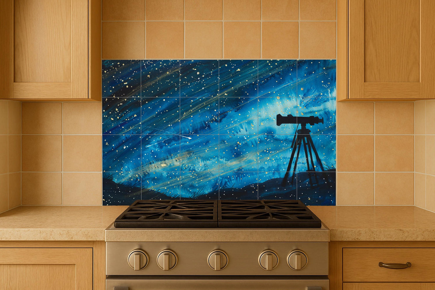 Fresque en Carrelage Nocturno de observación de estrellas — Art Mural Mythologique