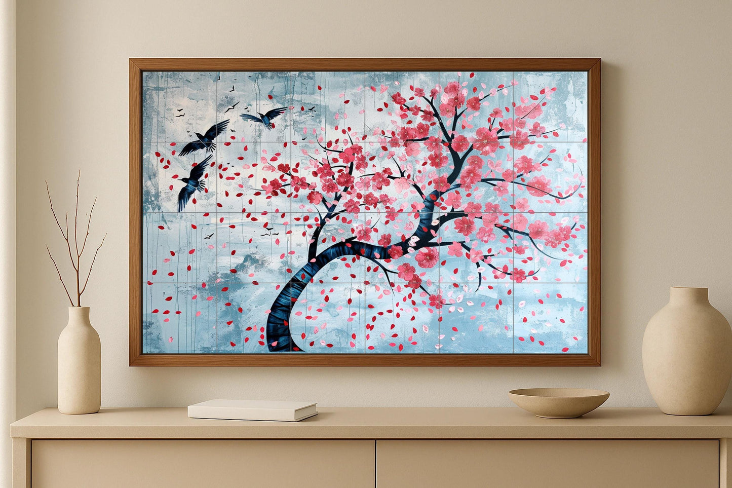 Ceramic Tile Mural: Flowers of cerezo — Flowers & Landscape Art