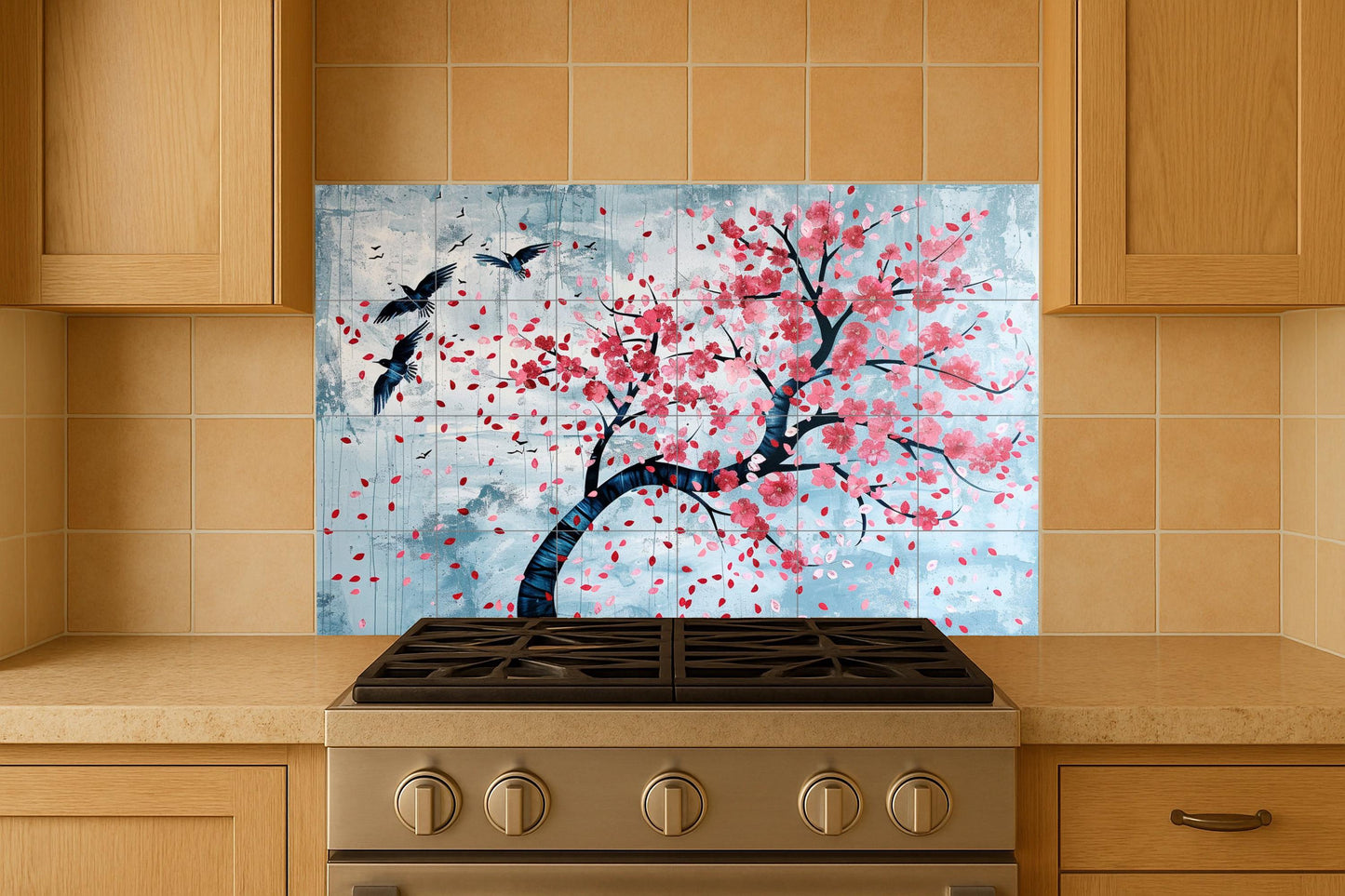 Ceramic Tile Mural: Flowers of cerezo — Flowers & Landscape Art