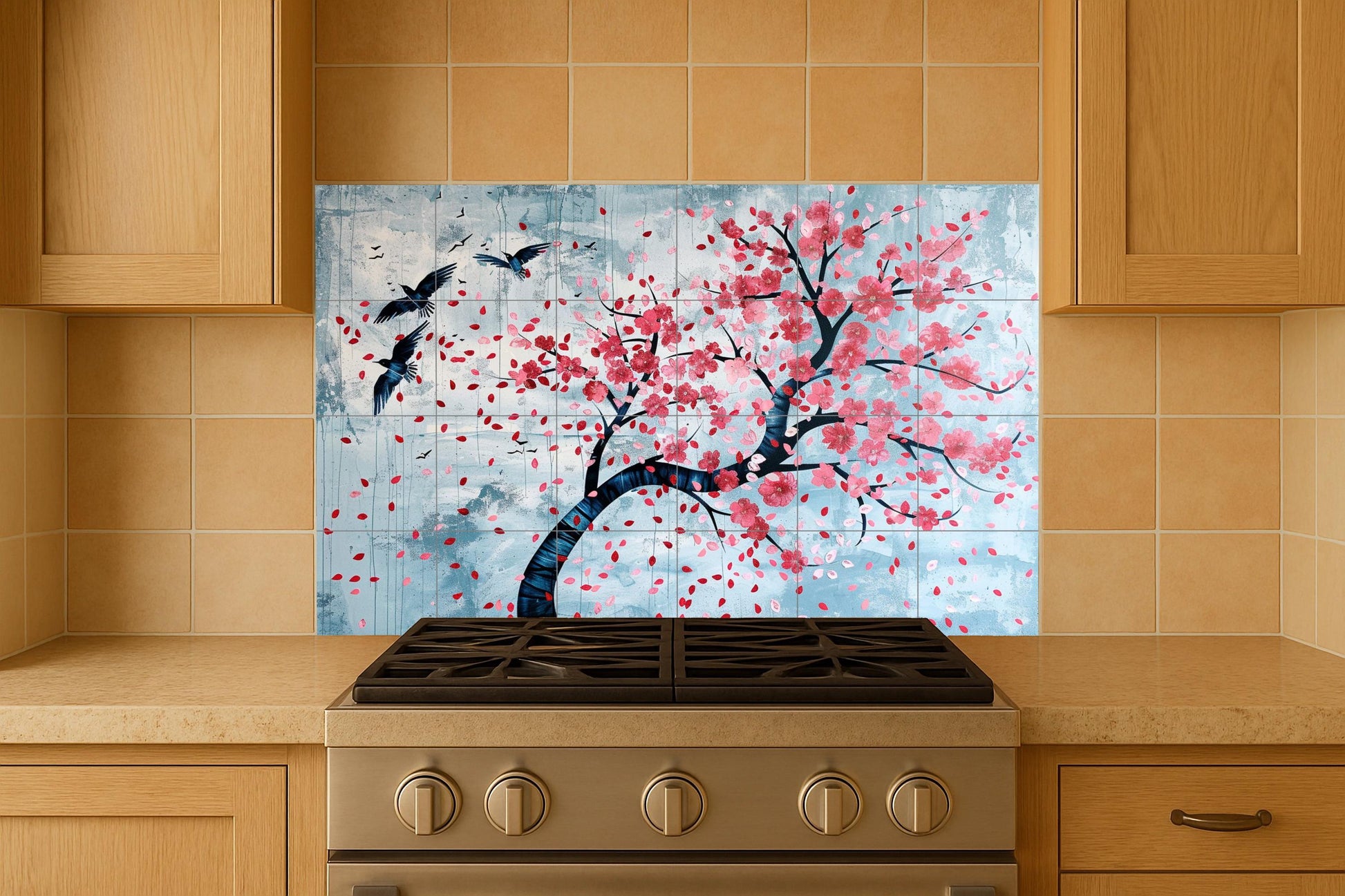 Ceramic Tile Mural: Flowers of cerezo — Flowers & Landscape Art