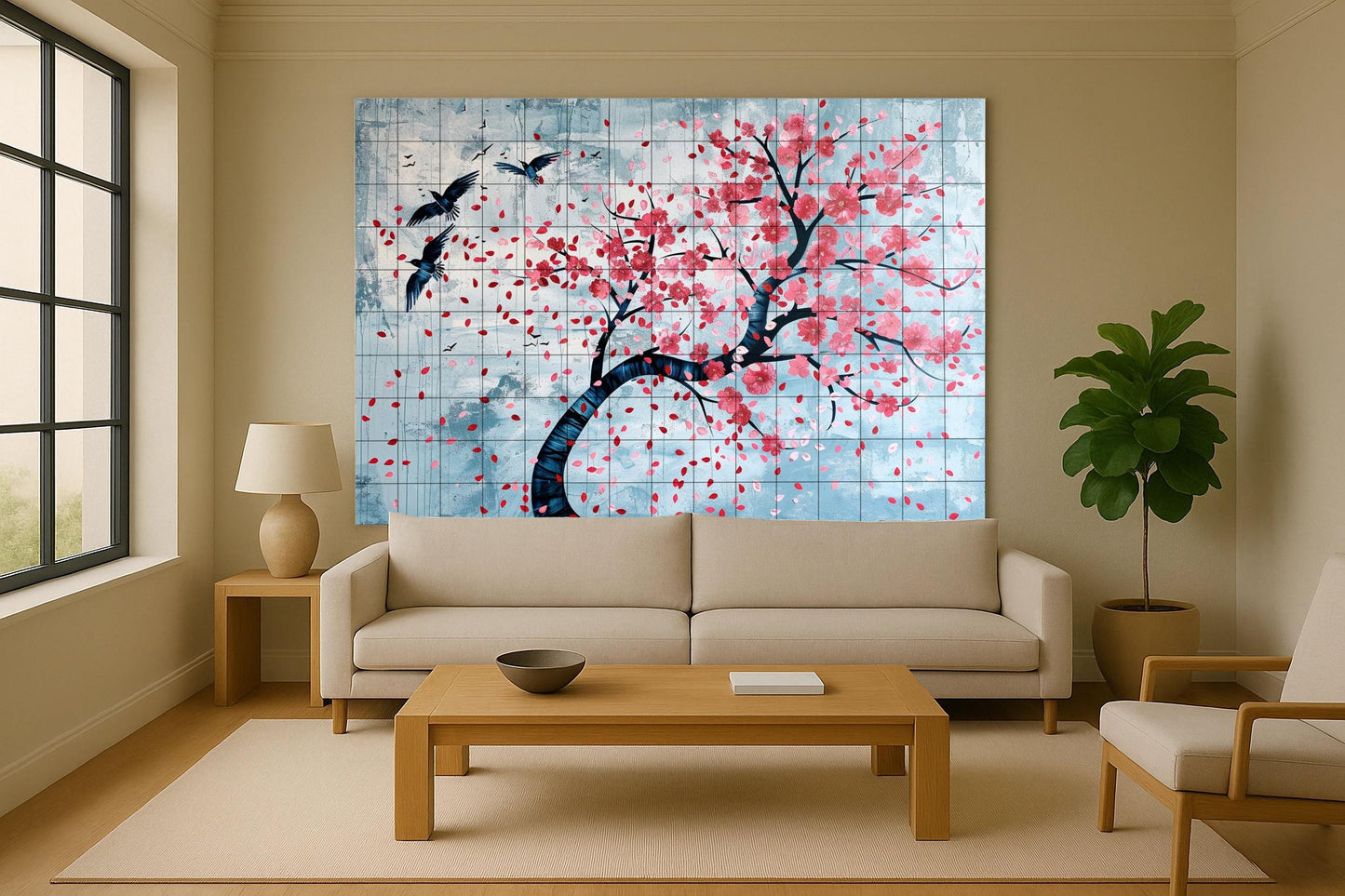 Ceramic Tile Mural: Flowers of cerezo — Flowers & Landscape Art
