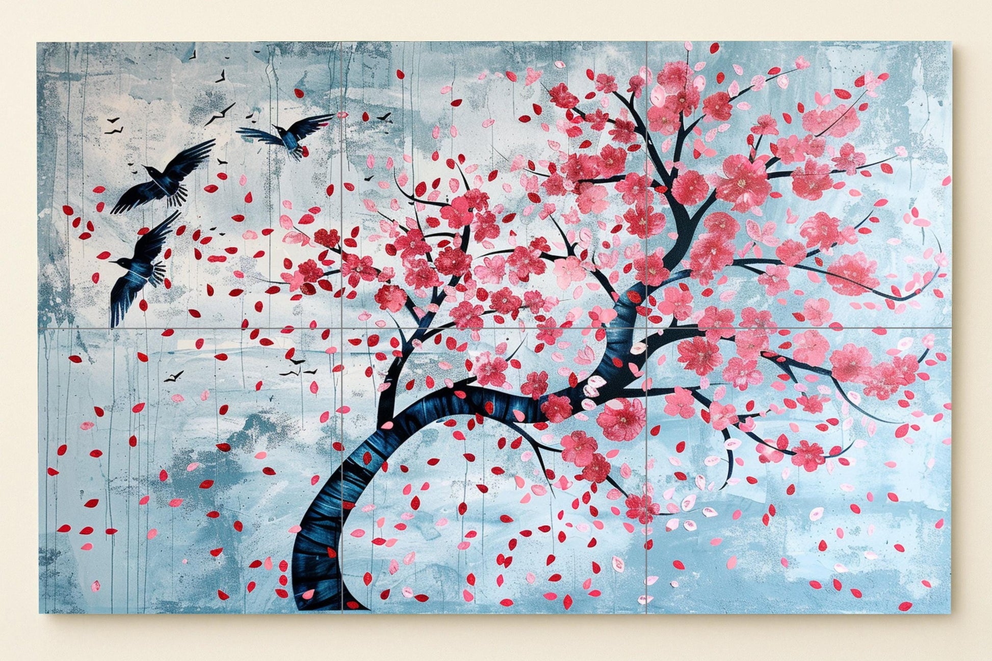 Ceramic Tile Mural: Flowers of cerezo — Flowers & Landscape Art