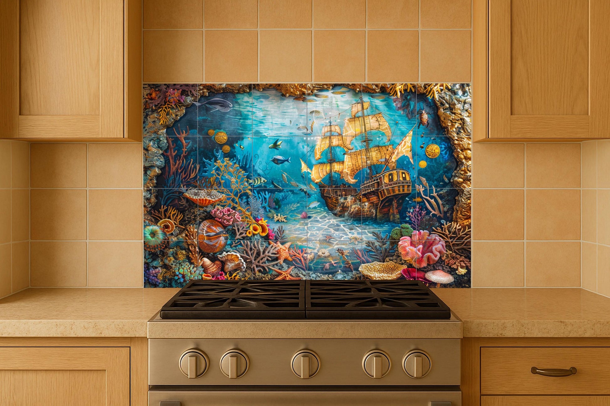 Boat hundido · Ceramic Wall Mural — Maritime Tile Art