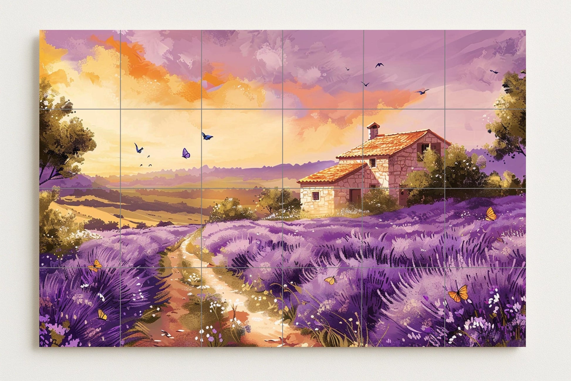 "Sunset Lavender — Garden & Scenery Décor · Ceramic Tile Mural